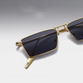 Steampunk Narrow Rectangular Metal Flat Top Hip-hop Women Men Sun Glasses UV400 Shades Personalized Narrow Sunglasses