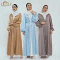 Loriya High Quality Luxury Satin Abaya Dubai 2024 Kimono Cardigan Islamic Clothing Modest Open Abaya Women Muslim Dress