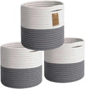 Small 3 Pack 11 Inch Organizer Cotton Rope Plant Woven Storage Baskets Bins for Toys and Nursery