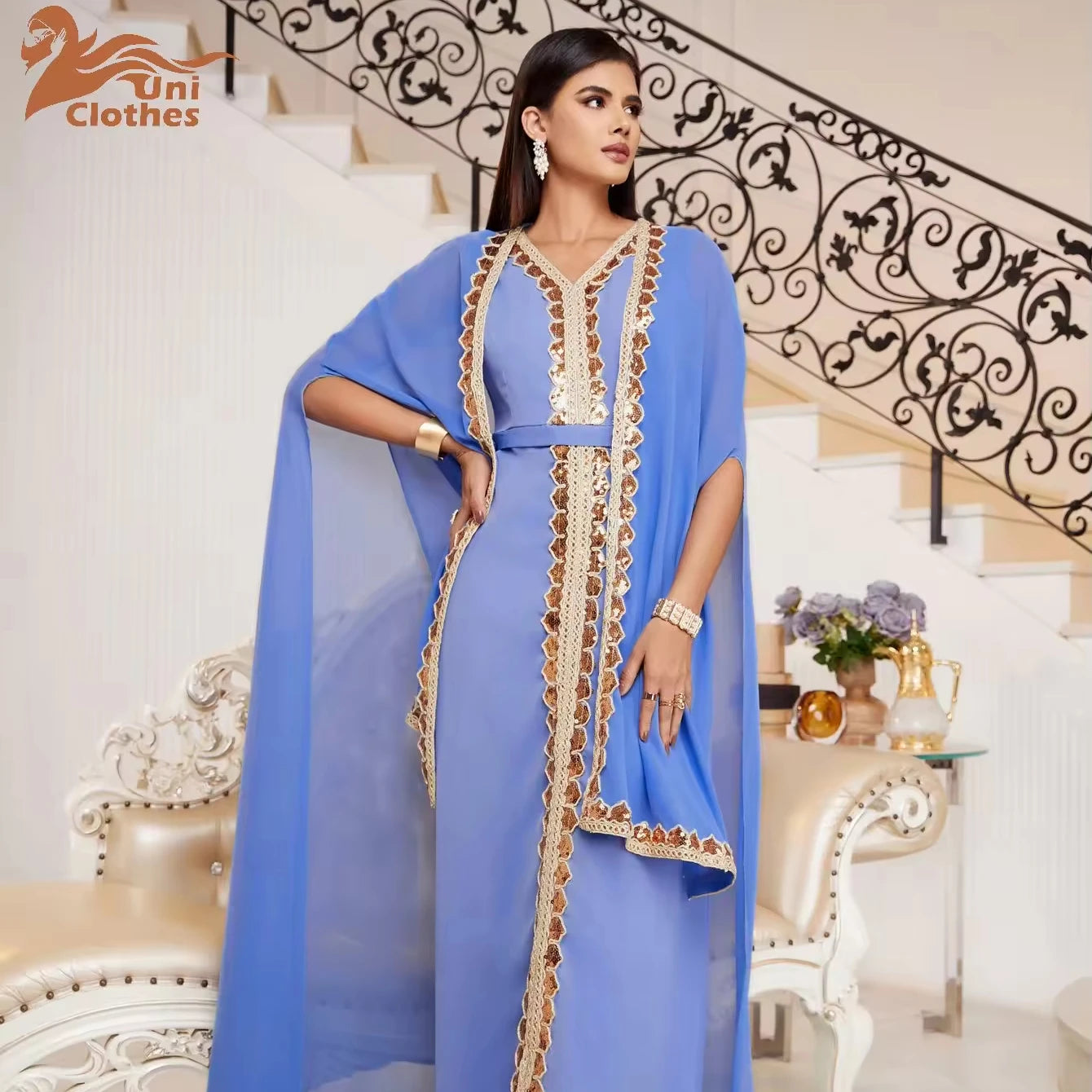 Fashion Modern Islamic Clothing Kimono Womens Party Wear Turkish Women Abaya Set