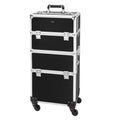 Factory Supply Professional Lady Open Aluminum 4-in-1 Makeup Case Candy Nail Hairdressing Beauty Cosmetics Rolling Trolley