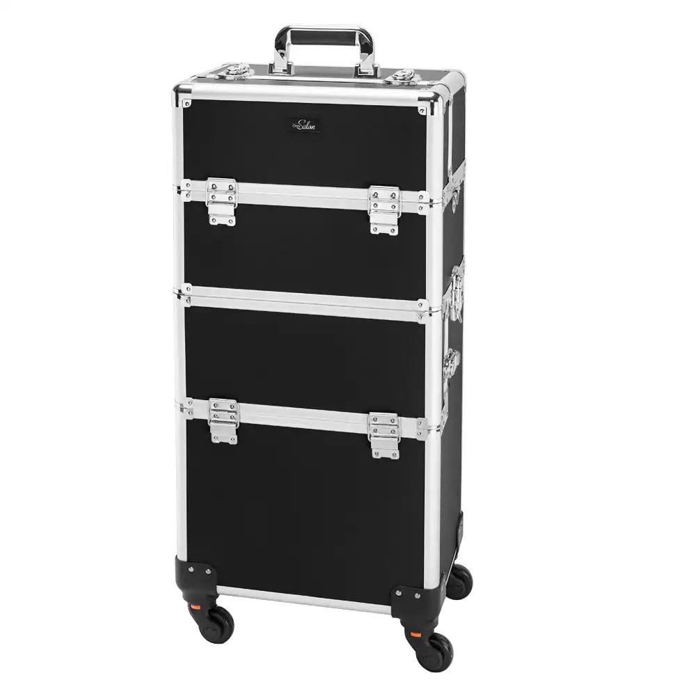 Factory Supply Professional Lady Open Aluminum 4-in-1 Makeup Case Candy Nail Hairdressing Beauty Cosmetics Rolling Trolley