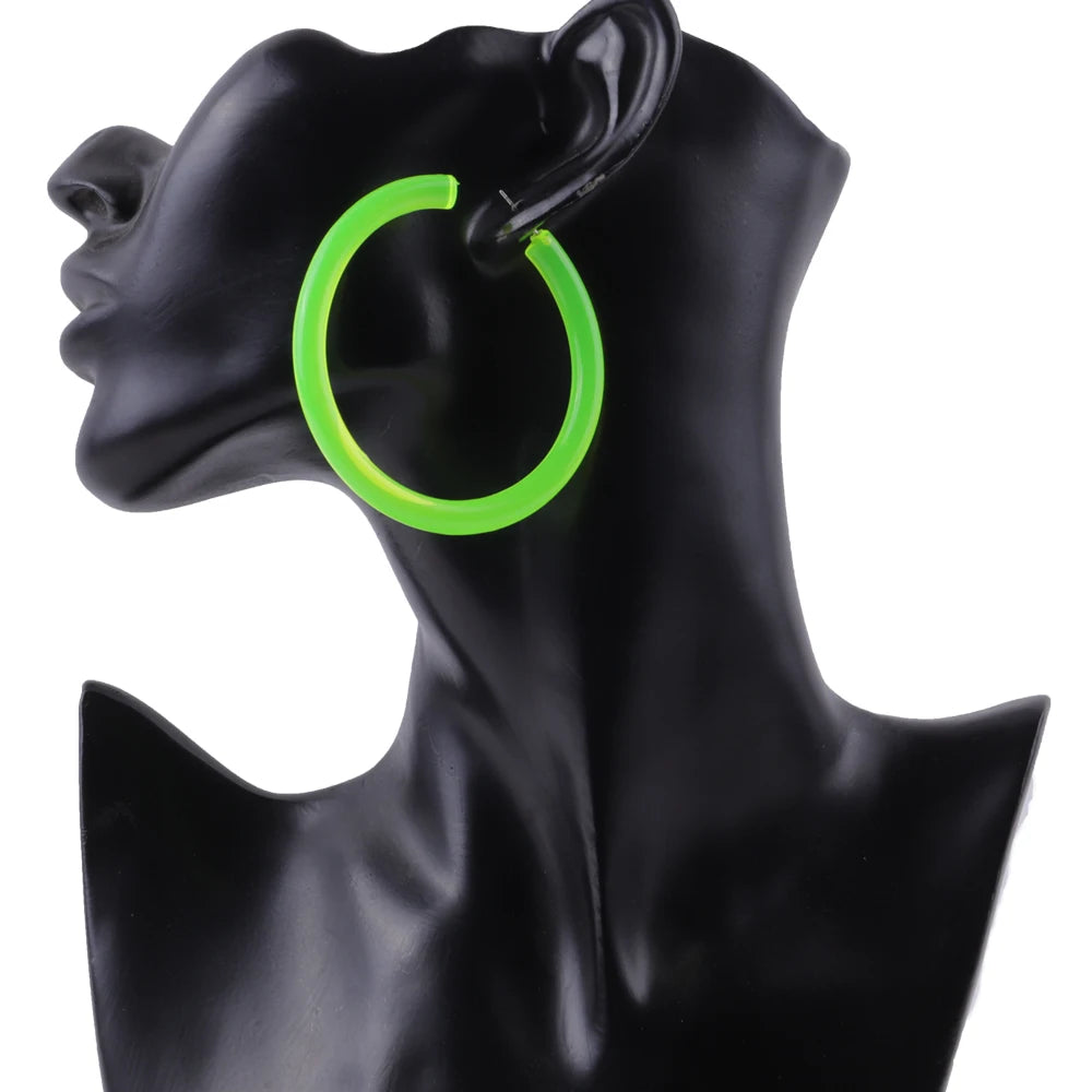 Simple Casual Geometric Resin Earrings Neon Opening Star Heart Big Acrylic Hoop Earrings Party Jewelry with Gold Plating