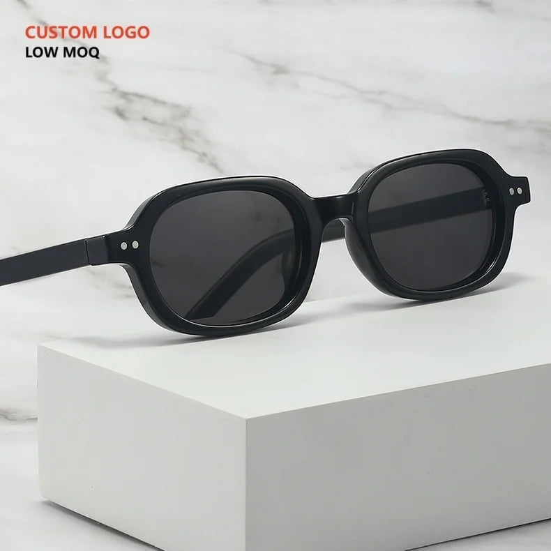 Custom Logo High-End Full Rim Small Frame Oval Unisex Sunglasses Retro Fashionable European American Style UV400 Comfortable