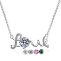 Wholesale Fine Jewelry for Girls 925 Sterling Silver Letter Love Pendant 1CT Round Cut Moissanite Diamond Necklace for Women