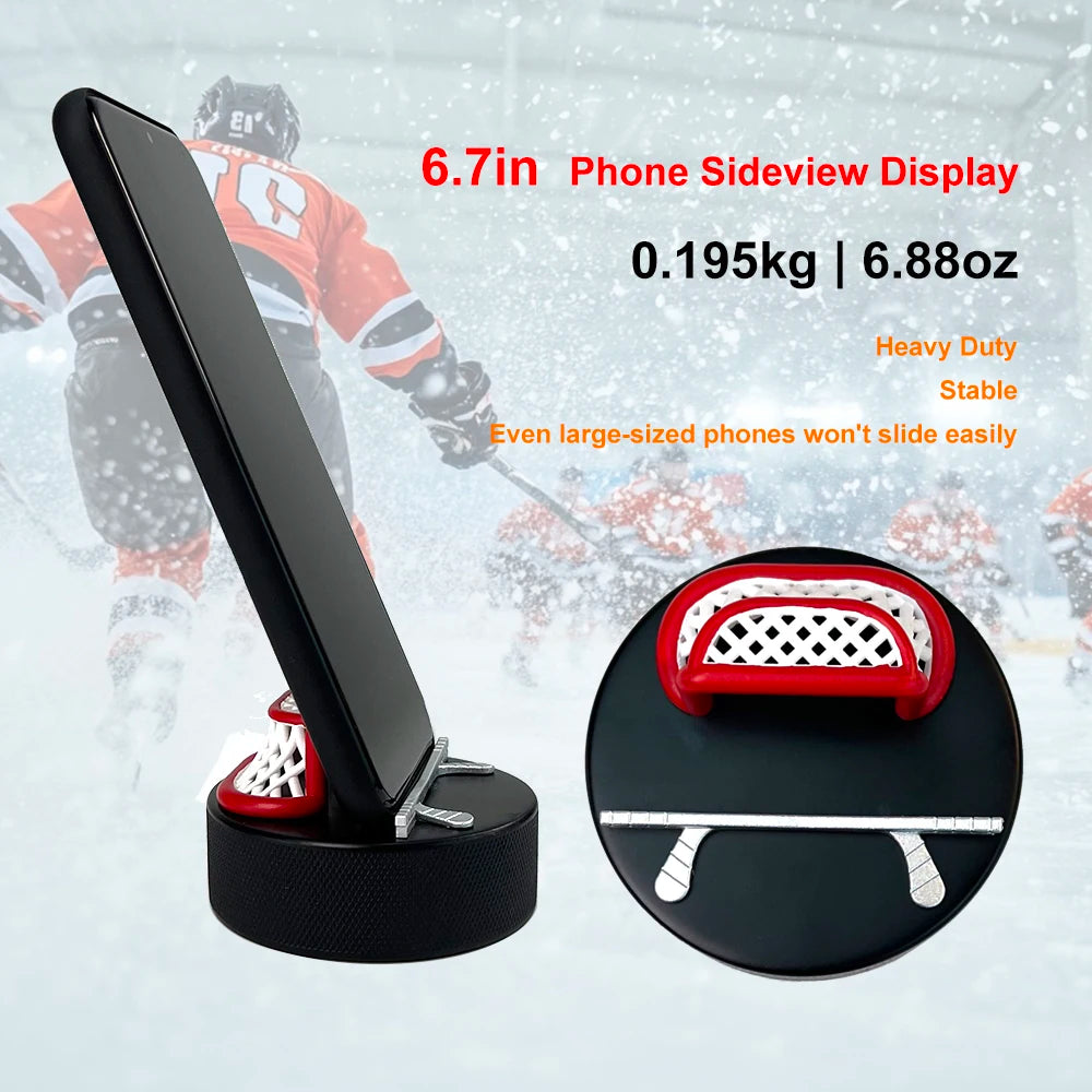Ice Hockey Puck Resin Phone Holder & Display Stand with Customizable Logo-Multi-color Options-Gift Souvenir for Collectors