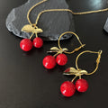 Big Size Fashion Personality Cherry Necklace Earrings Creative Versatile INS Necklace Simple Clavicle Chain Earring Set