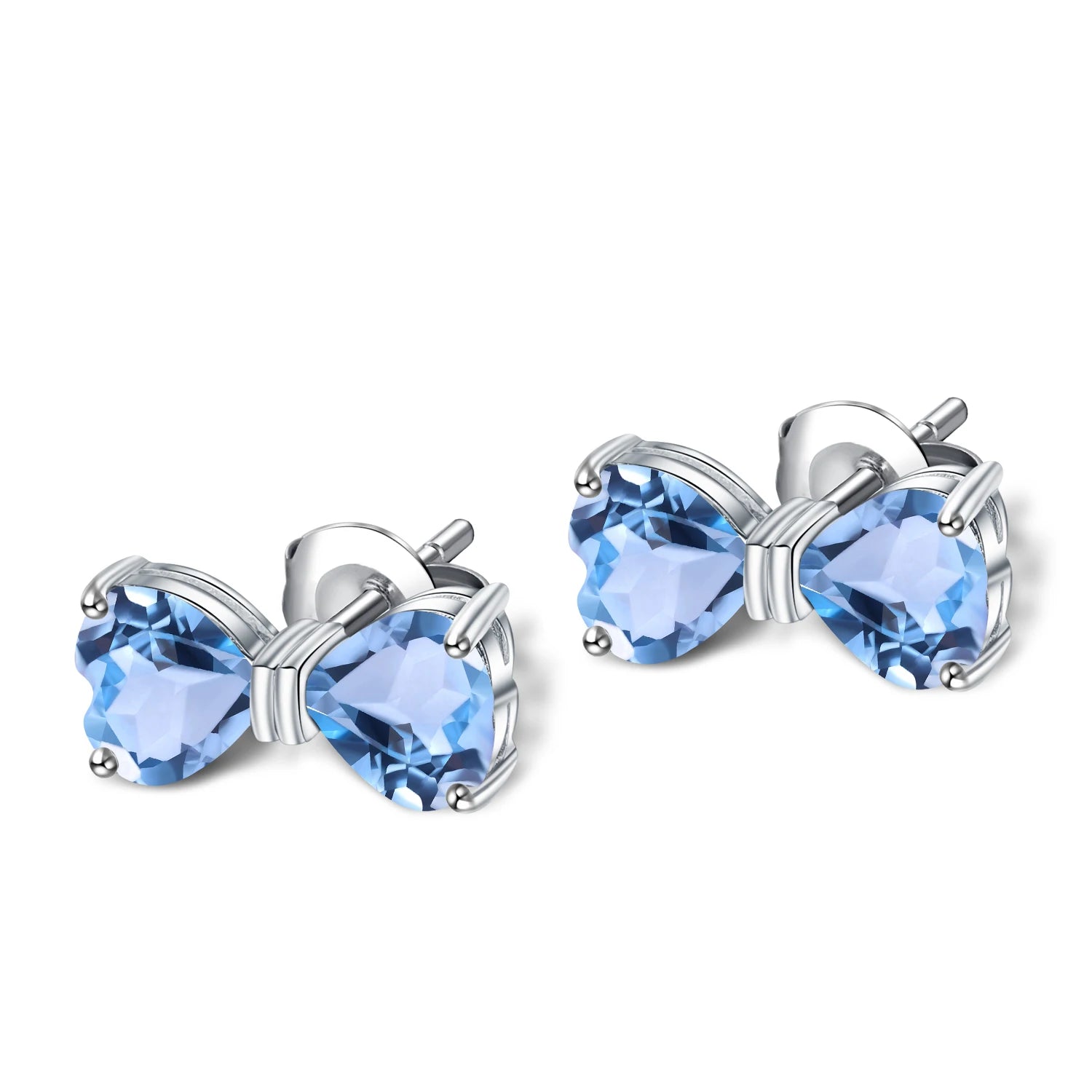 A085 Handmade Jewelry Healing Gemstone 925 Sterling Silver Heart Cut 6x6mm Sky Blue Topaz Wholesale Bridal Jewelry Earrings