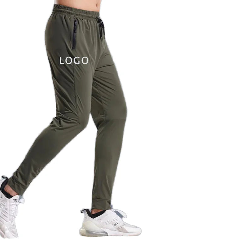 Men's Lightweight Black Sweatpants Custom Logo Low Waist Gym Joggers Nylon Spandex Slim Fit Outdoor Sports Golf Pants XL MegaBDM