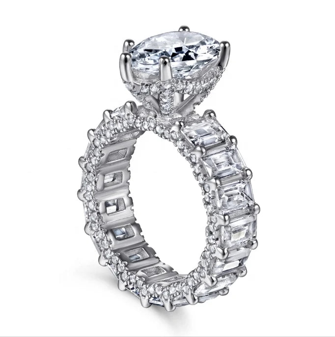 Wholesale Luxury CZ Sterling Silver Ring Big Size 8 X 12 mm 4 Carat Pear Shape Engagement Ring