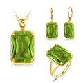 Vintage Victorian Women Peridot Green Gem Wedding Jewel Wholesale Manufacturer 925 Silver Gold Plated Costume Jewelry Set