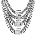 Men's Cuban Chain Stainless Steel Titanium Steel Natural Crypto Chain Necklace Copper Buckle Micro-inlaid Zircon Polished Chain