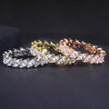 C7534 Wholesale Hip Hop 925 Sterling Silver Iced Out Full Marquise Cut D Color Moissanite Diamond Band Eternity Ring
