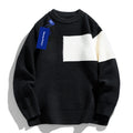 New Autumn and Winter Contrast Black and White Round Neck Sweater Simple and Relaxed Leisure Round Neck Pullover Sweater