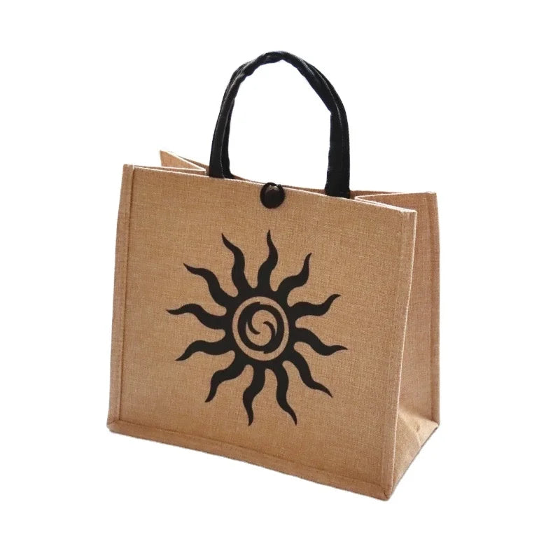 Large Capacity Retro and Fashionable Linen Jute Cloth Tote Bag for Women Customizable Logo Single Handbag in Stock