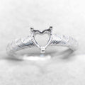 Semi Mount 6*6mm Sterling Silver Ring Heart Shape Empty Frame Blank Support Claw Setting S925 Base Without Center for DIY Inlay