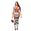 New Women's High-Waist Bodycon Half Skirt Fashionable Printed Maxi Length Breathable and Natural Waistline