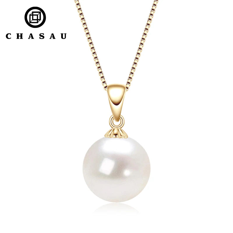 Fashion Jewelry Necklaces Real Pearl Necklace 9-10mm White Fresh Water Natural Freshwater Pearl Pendant Necklace