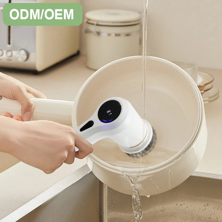 Powerful Multi-Purpose Electric Scrubber Brush for Home Dish and Tile Cleaning Made of Durable Plastic