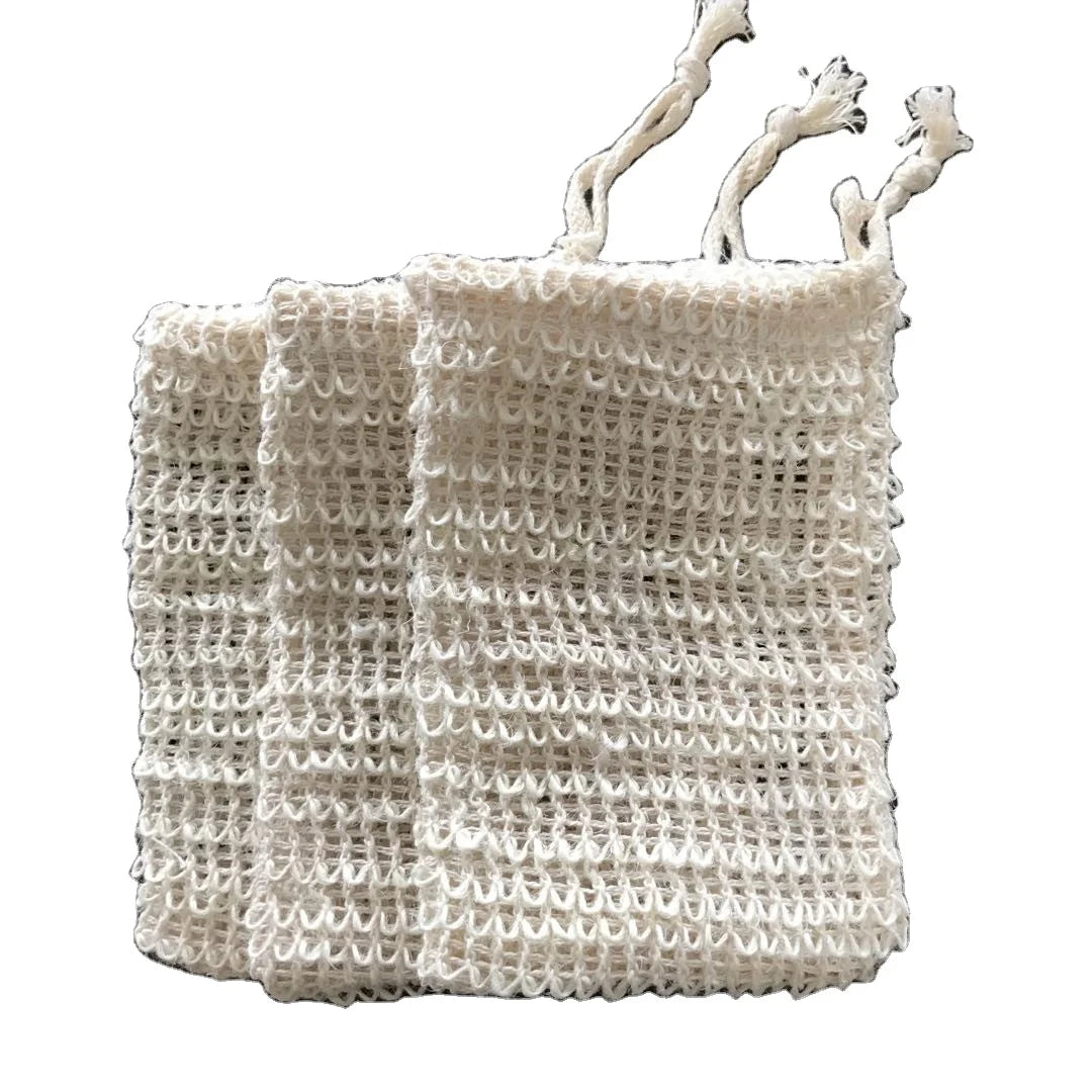C020 Custom Bathroom 10*13cm Natural Hemp Sisal Soap Bag Mesh Soap Scrubber Bag Eco Friendly Mini Bag for Soaps