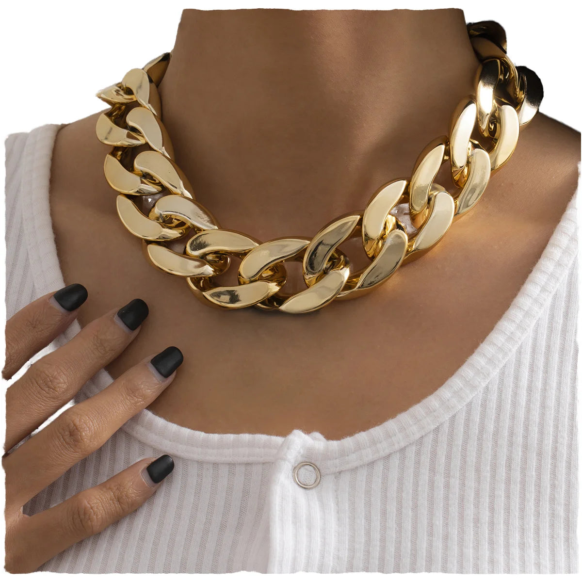 Plastic Thick Cross Chain Ccb Geometric Gold Plated Trendy Women's Exaggerated Hip-hop Retro Fashion Necklace Accessories
