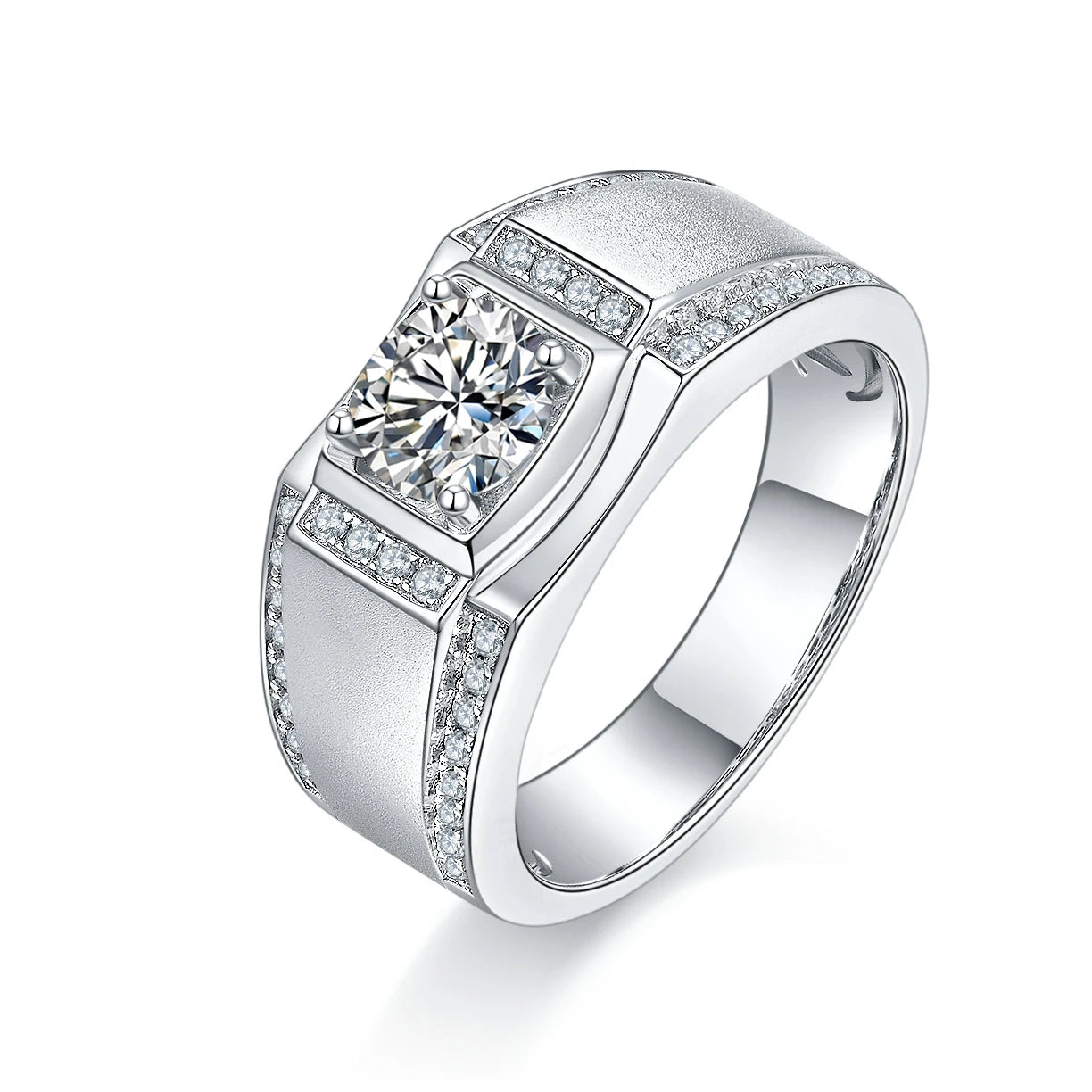Boyfriend Gift 18K Gold Plated Man Silver Ring Drop Shipping Moissanite Jewelry
