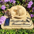 Solar-Powered Cat Pet Memorial Resin Plaque with "Beautiful Memories Treasured Forever" Text Garden Decor Accent