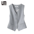 Clearance Sales Trending Product Women Formal Vest V Neck Sleeveless Single Breasted Blazer Loose Office Lady Waistcoats