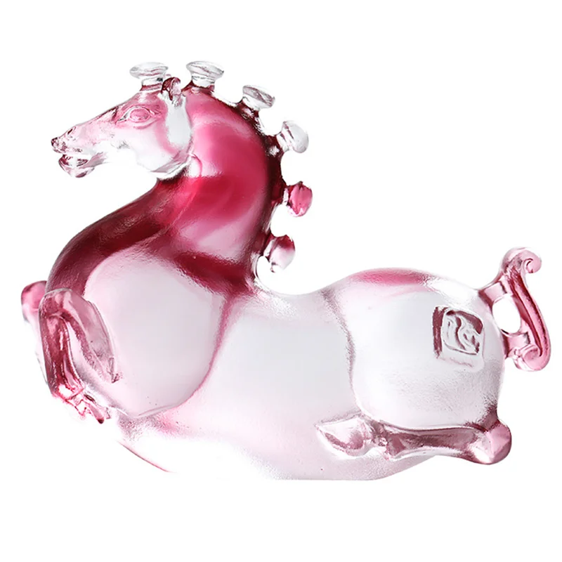 Chinese crystal Liuli glaze antique art  horse statue sculpture diagram gift craft