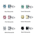 U Shape Gallery Bull Head Solid 925 Sterling Silver Colored Moissanite Earrings 1.0ctw Per Pair Pink Yellow Blue Stud Earrings
