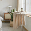 Summer Bamboo Knitted Cooling Diamond Design Blanket Throw Beige Red Smooth Rhombus Plaid Wearable Sofa Bed Office Nap