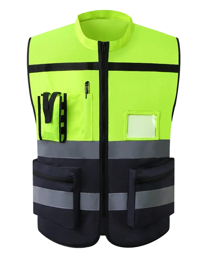 Green Yellow Orange Blue Breathable High Visible Safe Warning Id Card Pocket Surveyor Engineer Work Wear Reflective Vest Clothes