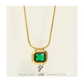 Carline Emarld Green Zircon Fashion Stainless Steel 18K Gold Plated Square Custom Pendant Necklace Jewelry Gifts for Women