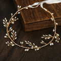 Miallo Handmade Woven Headband Rhinestone Pearl Claw Chain Hair Vine Bridal Wedding Dress Accessories