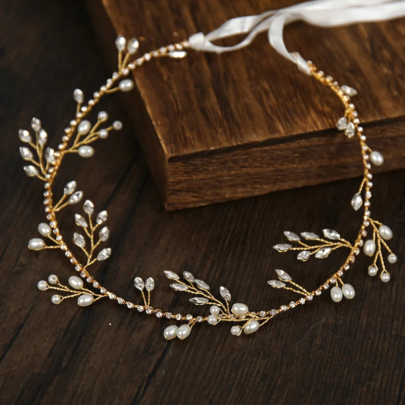 Miallo Handmade Woven Headband Rhinestone Pearl Claw Chain Hair Vine Bridal Wedding Dress Accessories