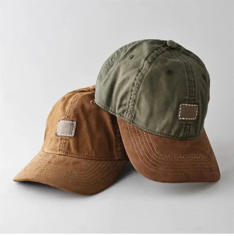 Customize Leather Patch  6 Panel Dad Unstructured  Personalized Suede Caps Waxed Washed Cotton Baseball Cap Custom Suede  Cap