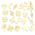 10pcs/lot No Fade 316 Stainless Steel Gold Plated Tree Moon Butterfly Small Charms Pendant for Necklace DIY Jewelry Making