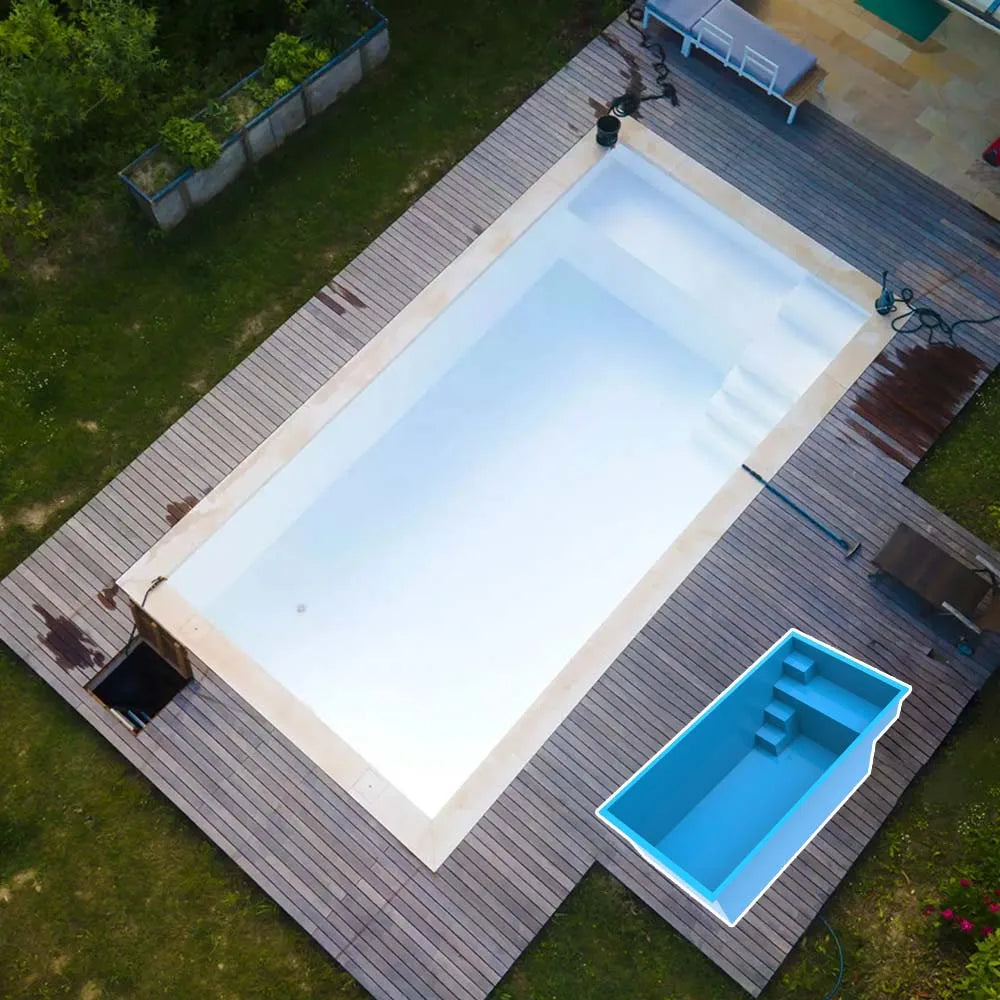 US Ships in 3 Days Small Size 14ft Outdoor Family Fiberglass Rectangular Pool Inground Plunge Spa Swimming Pool for Sale