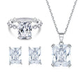 Trendy Fashion Silver Jewelry Sets White Gold Plated Square Shaped 925 Sterling Silver Jewelry Sets