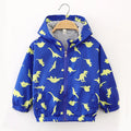 High Quality Autumn Windbreaker Jacket for Boys Kids Clothing with Hooded Collar and Zipper Closure Animal Patterned
