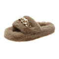 Women's Solid Color Fashion Fur Slippers Comfortable Soft Women's Flat Shoes Winter Warm Ladies's Outdoor Indoor Slippers
