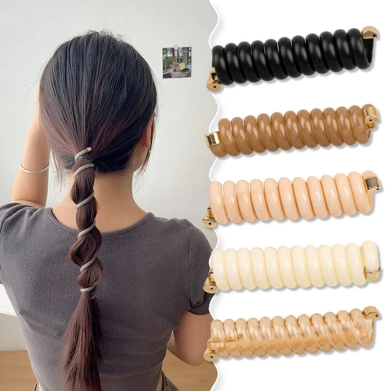 MIO Wholesale New Telephone Wire Hair Ties Fashion No Crease Ponytail Rubber Hair Band Solid Color Elastic Spiral Hair Ties