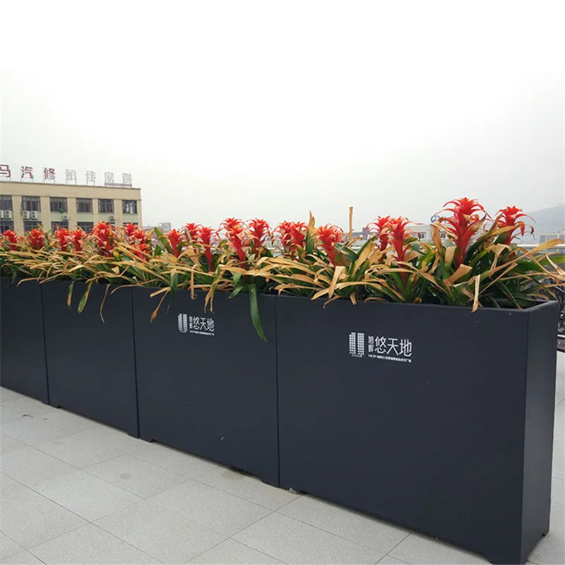 Wholesale Outdoor Garden Furniture Large Steel Planter Pot Public Huge Tall Metal Plant Pot Outside Street Industrial Flower Box