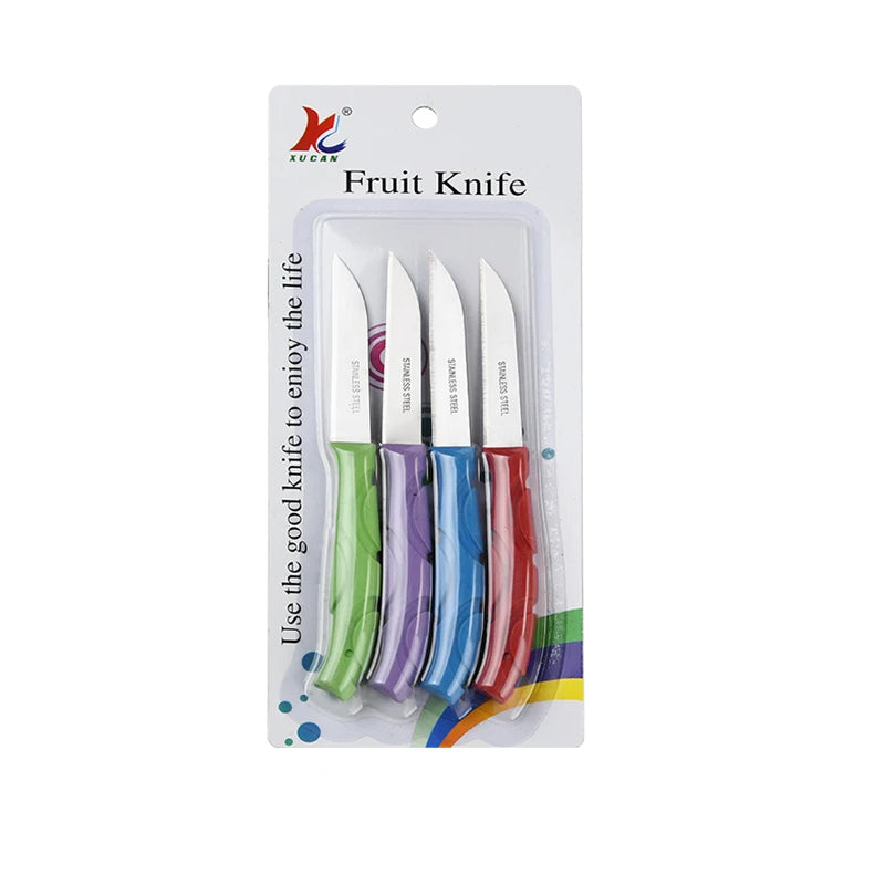 Handle Fruit Kitchen Vegetable Knife Set Small Rainbow Hot Seller Monochrome Stainless Steel Steak Knives Paring Knife