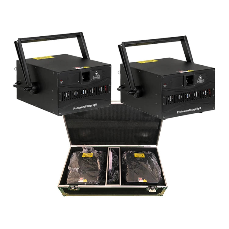 2PCS Pack 12000mw Lazer Professional DJ Night Disco 12W RGB Animation Advertising Full Color Laser Stage Light