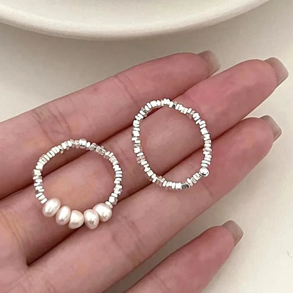 Irregular Natural Freshwater Pearl Ring Women S925 Silver Ring Fashion