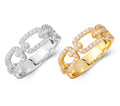 Exquisite 925 Sterling Silver Geometric Design Pig Nose Cubic Zirconia 18k Gold-plated Women's Ring Jewelry