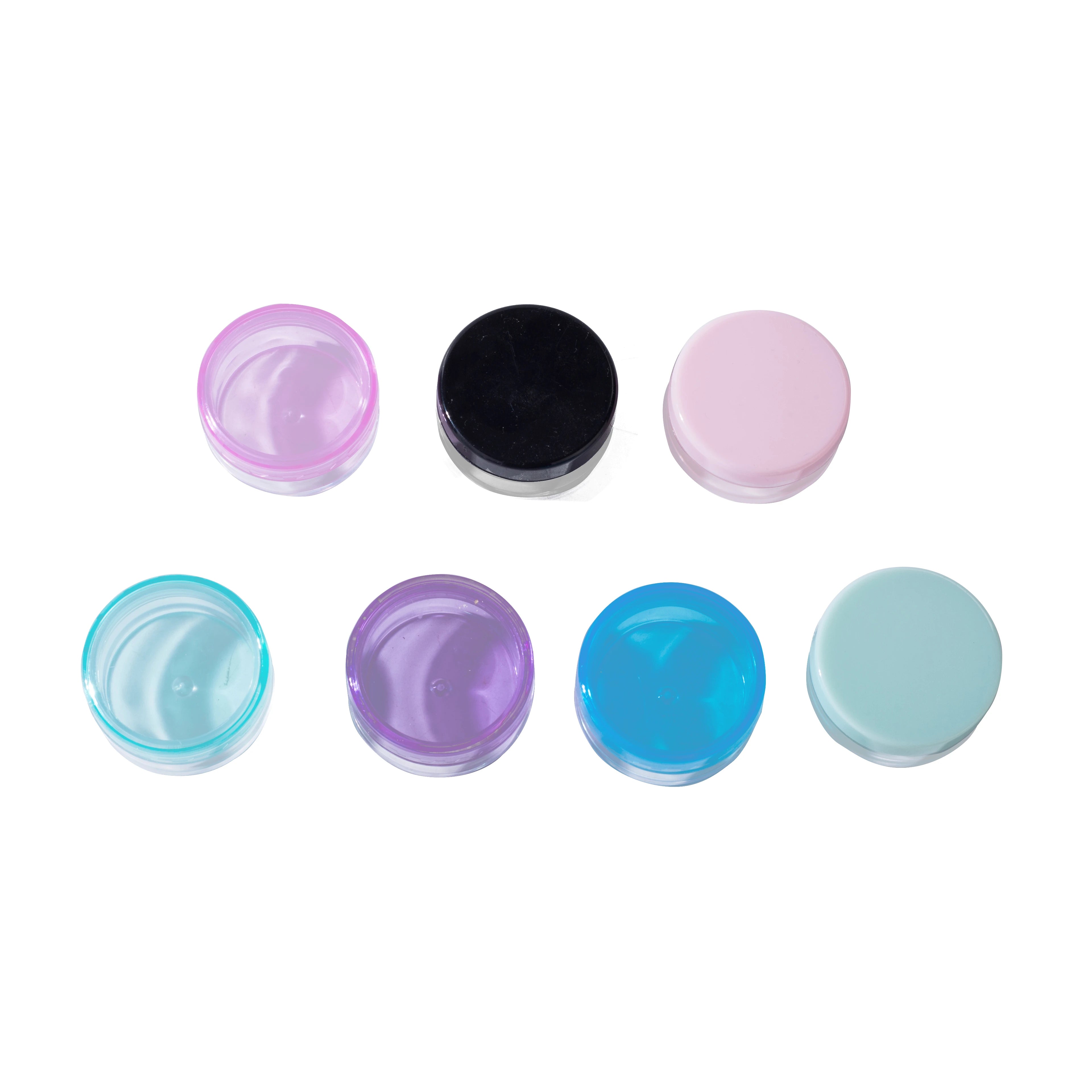 Wholesale 3G/3ML Empty Clear Container Jar with MultiColor Lids for Makeup Cosmetic Samples Small Jewelry Beads Nail Charms