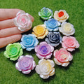100Pcs/lot 34MM Sweety Assorted Rose Flower Flatback Resin Cabochon Glow in Dark Rose Floral Embellishments for DIY Work