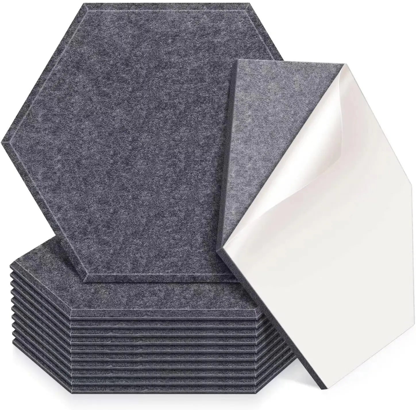 Bufu Self-Adhesive Easy Install 9mm Thick 30x26cm Acoustic Felt Soundproof Polyester Acoustic Panel Colorful Hexagon Design for
